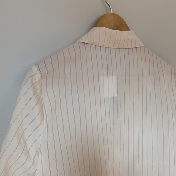 NWT Mango Suit Jacket Longe Sleeve Cream Jacket with Metallic Stripes Size 8 - Picture 5 of 9
